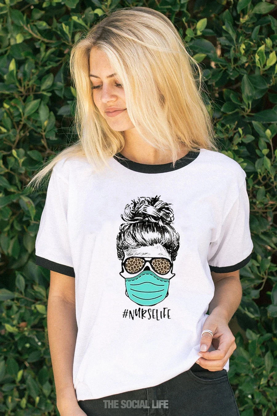 Цветной череп маска на лицо Медсестра Жизнь футболка готический панк Модные 100%