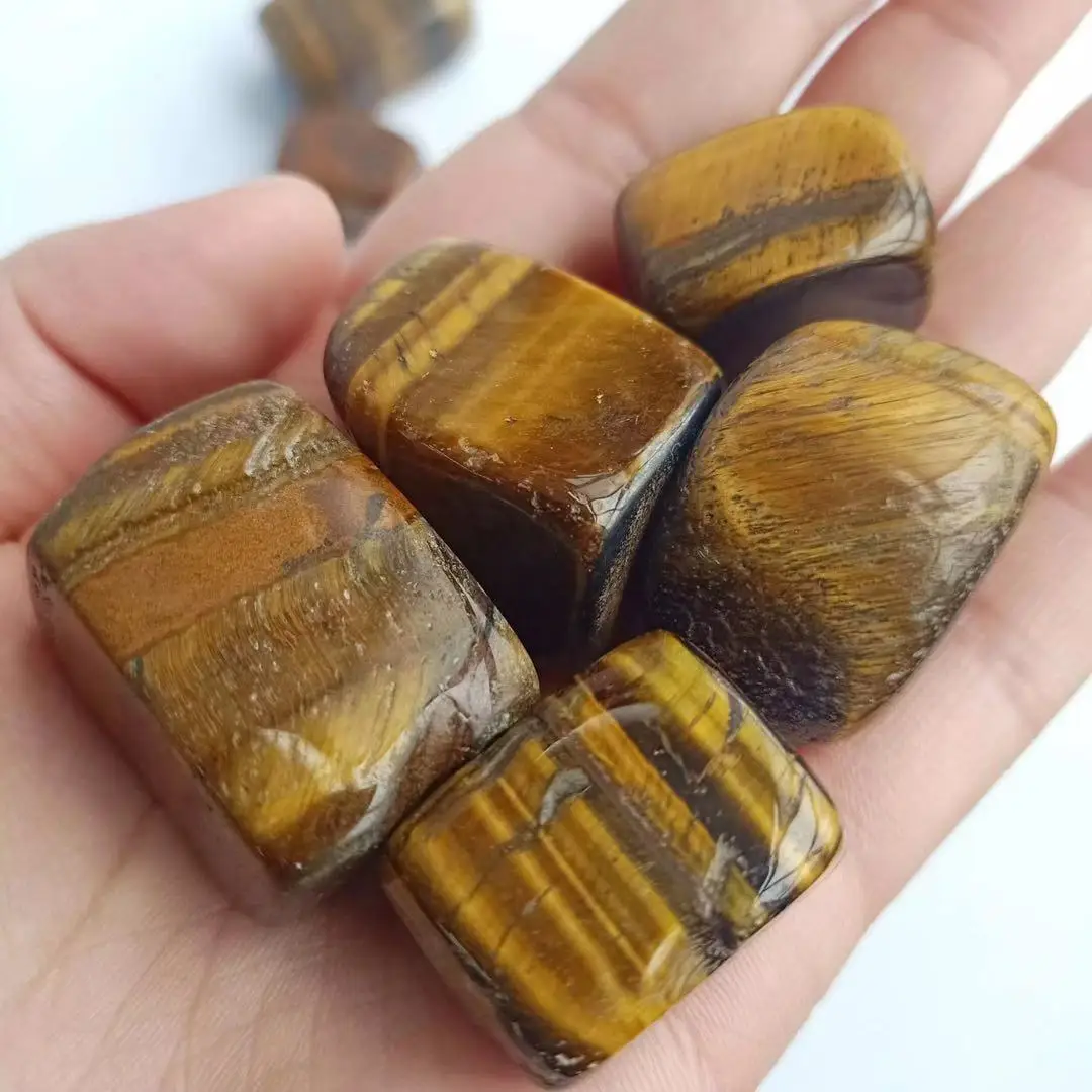 

MOKAGY 20MM-30MM Natural Yellow Tiger Eye Quartz Tumble Crystal Stone Macadam for Healing 10pc