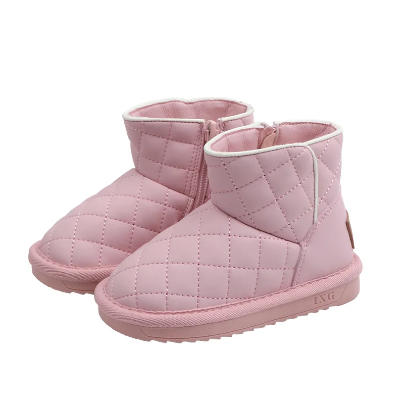 Зимние элегантные сапоги для девочек милые детские ботильоны с плюшем на меху