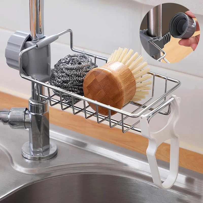 

Household Kitchen Sink Faucet Rack Stainless Steel Drain Racks Creative Single Layer Sanitary Ware Storage Holders