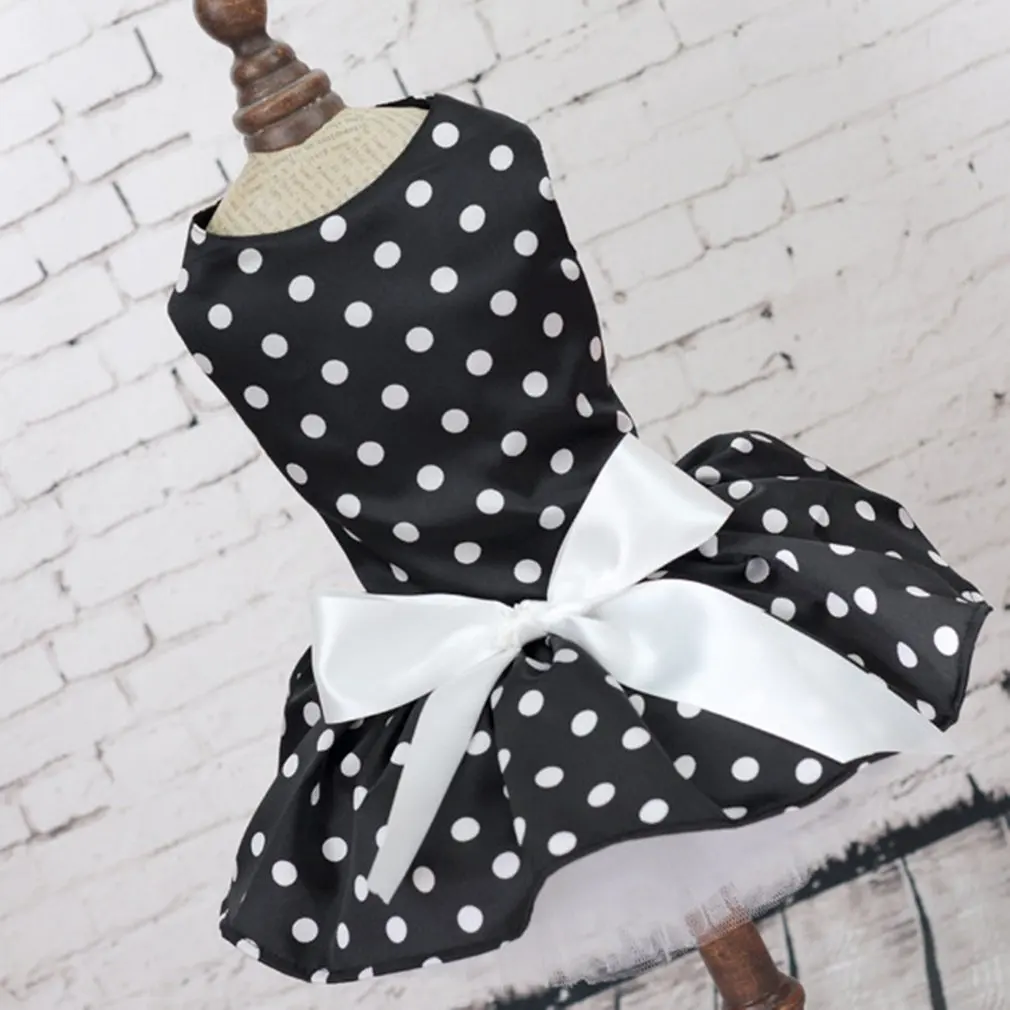 Волнистый Dot Dog Свадебный костюм для питомца щенка кота одежда принцессы LaceBlack L