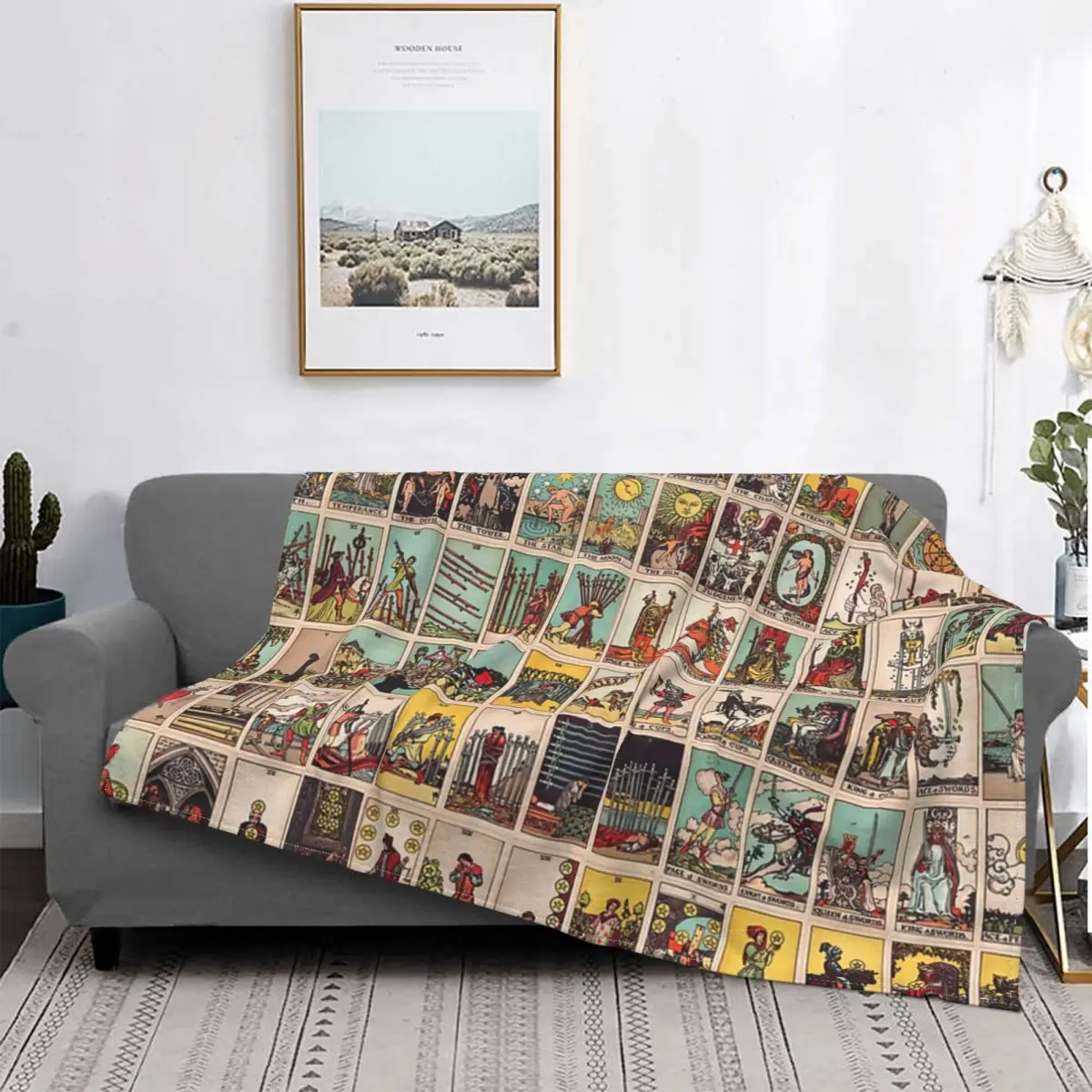 

The Full Tarot Deck.Major And Minor Arcana Poster Blankets Fleece Decoration Throw Blankets for Bedding Bedroom Plush Thin Quilt
