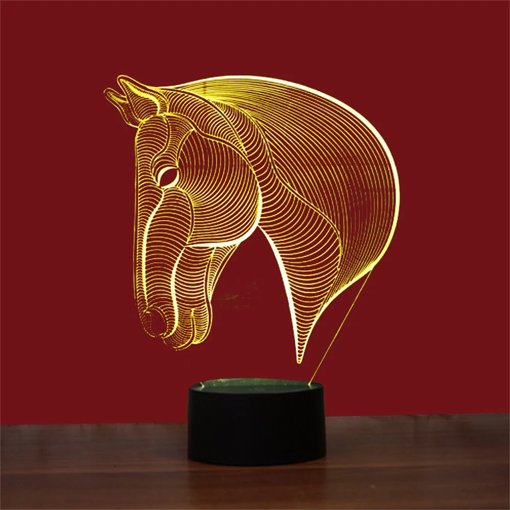 

Ночсветильник «Лошадь», 3D иллюзионная лампа с сенсорным управлением, 7 меняющихся цветов, s-игрушки, декор для спальни, день рождения, рождес...