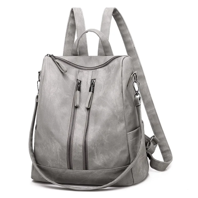 

Woman Solid Pu Leather Fashion School Backpacks Bag 2021 Ladies Travel Casual Anti Theft Student Book Backpack Bags