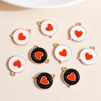 10pcs 1417mm romantic love heart charms for jewelry making enamel circle charms diy pendants earrings necklaces accessories