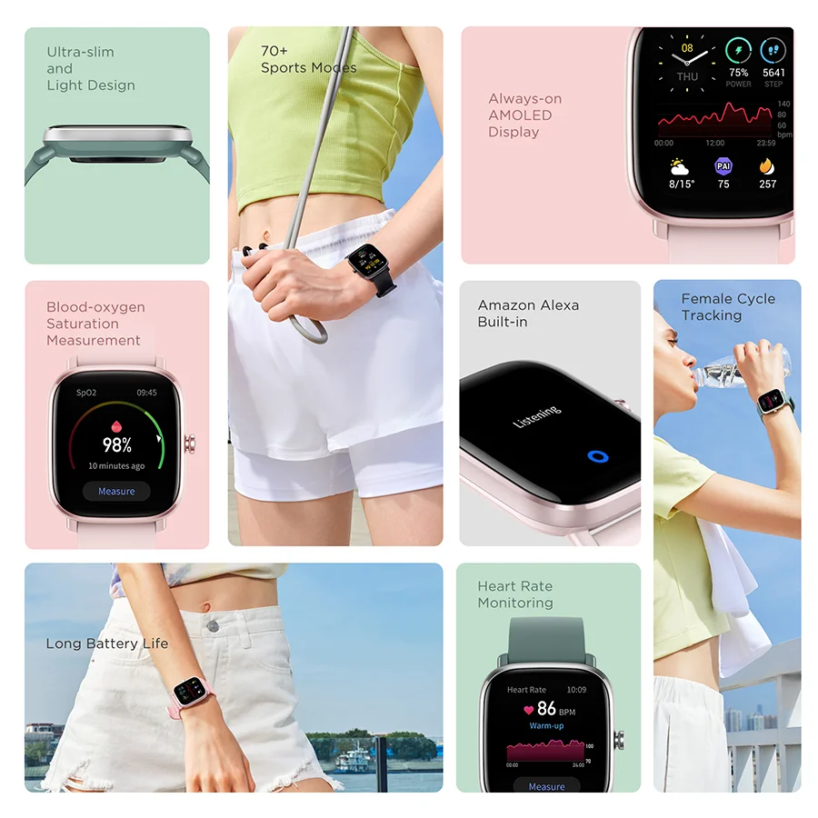 amazfit gts 2 mini smart watch in stock gps in build global version 5atm waterproof 14 day battery for android ios phone free global shipping