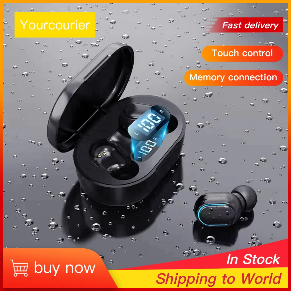 Беспроводные стереонаушники вкладыши Bluetooth 5 0 с микрофоном светодиодный