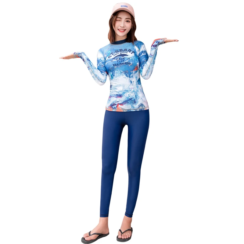 Женский купальник с топом и длинным рукавом закрытый из четырех частей UPF50 +