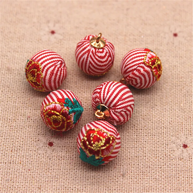10pcs15mm цветки разных цветов вышитые полосы покрытая тканью круглая круглые бусины