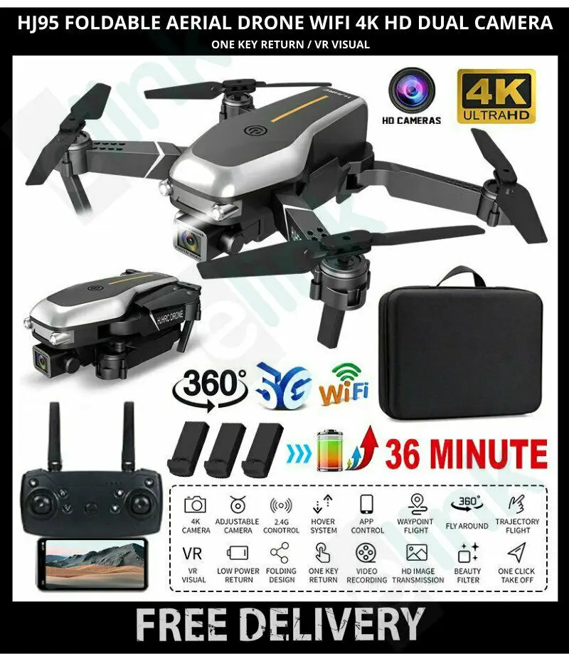 

HJ95 Drone 4K Dual Camera WiFi FPV Foldable RC Quadcopter