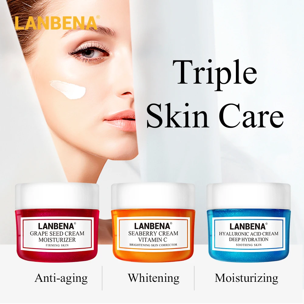 

LANBENA Whitening Moisturizing Face Cream Hyaluronic Acid Highly Nourishing Vitamin C Cream Grape Seed Anti-Aging Skin Care 40g