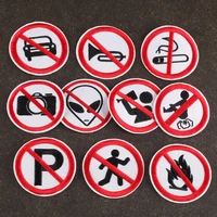 no smoking no parking patches iron on embroidered patches for clothing jeans backpacks sew applique badge prohibiting sign patch