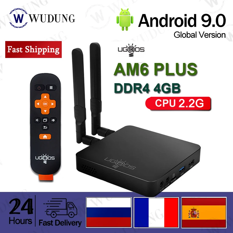 ТВ приставка UGOOS AM6 Plus на Android 9 0 S922X J ГГц 4 Гб DDR4 RAM 32 ГБ ROM 2 2G Wi Fi 5G M LAN Bluetooth 4K не