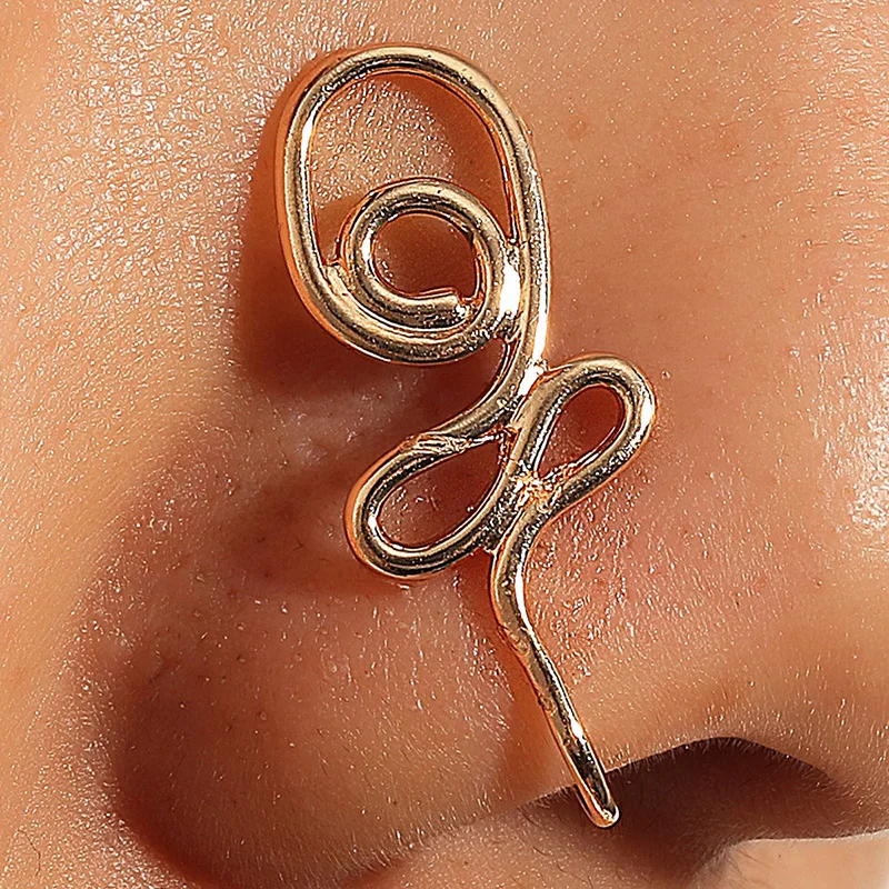 

1Pc 13x20mm Fitable Serpentine Snake Fake Nose Ring Hoop Helix Piercing Nose Cuff Nostril Piercing Earrings Clip Ear Jewelry