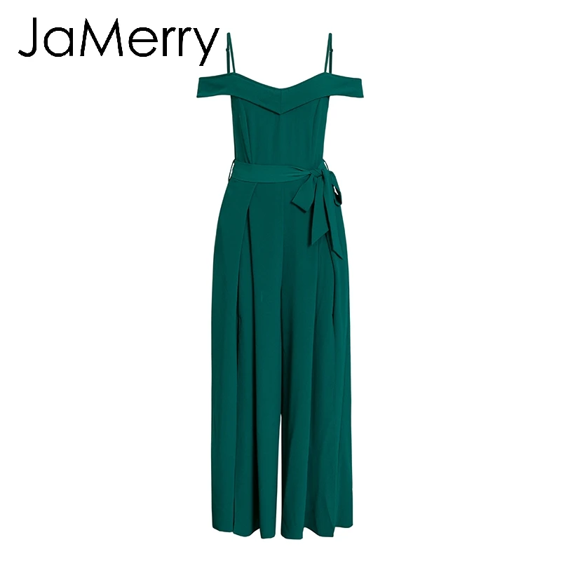 JaMerry сексуальный длинный Детский комбинезон с открытыми плечами женский черный