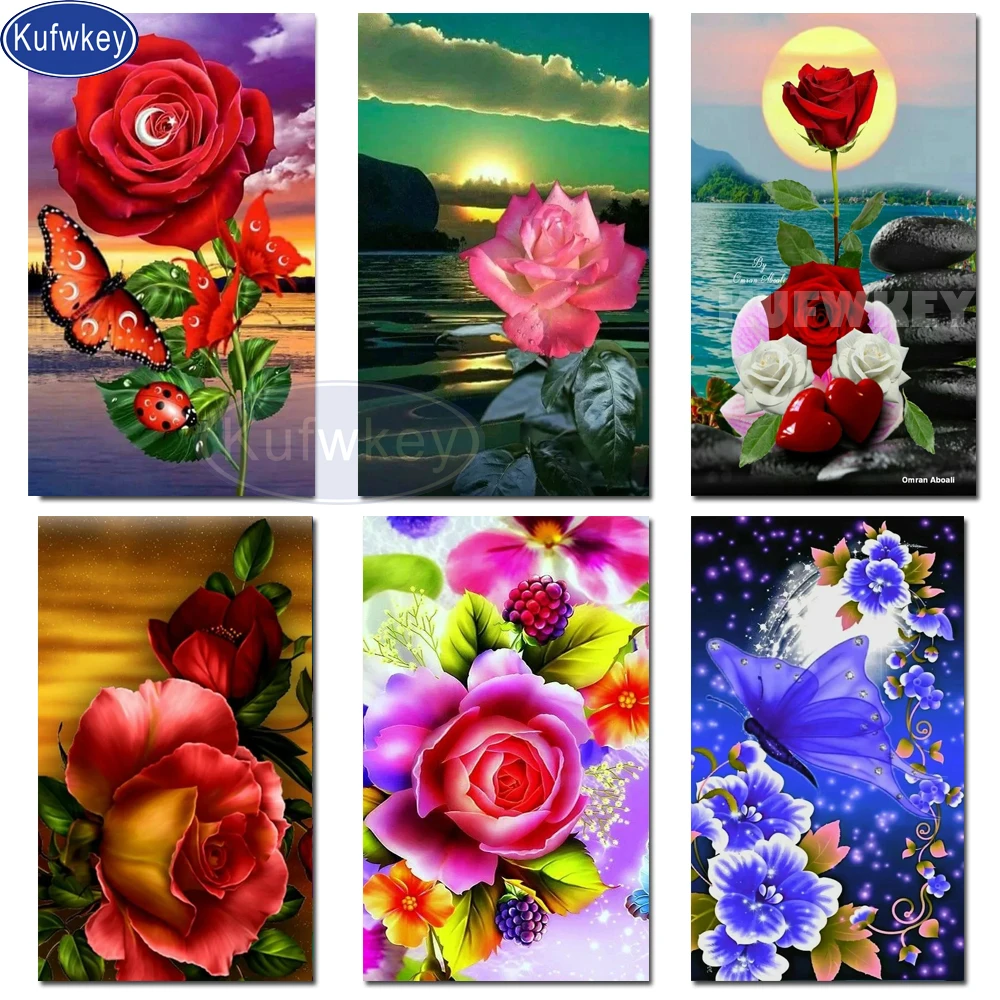 Алмазная 5d Вышивка бабочка Роза картина большого размера полноразмерная вышивка