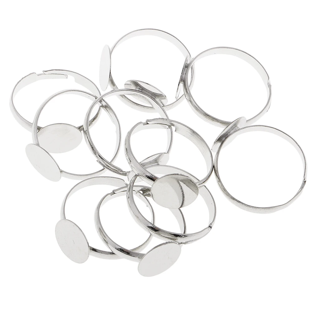 

Adjustable Metal Ring Holder 10 Pieces To Make Jewelry Cabochon Cameo Photo Of Craft Loop - 10mm