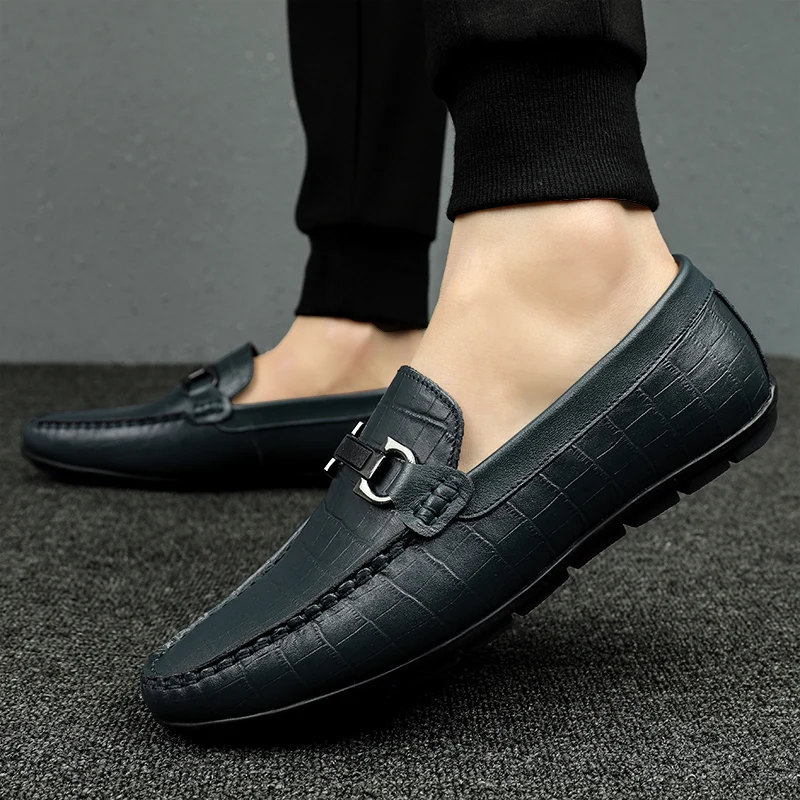 

Superstar Casual Shoes Men Hand Made Loafers Men Shoes Black Blue Summer Driving Shoe Man Genuine Leather Hollow Lazy Shoes Mens