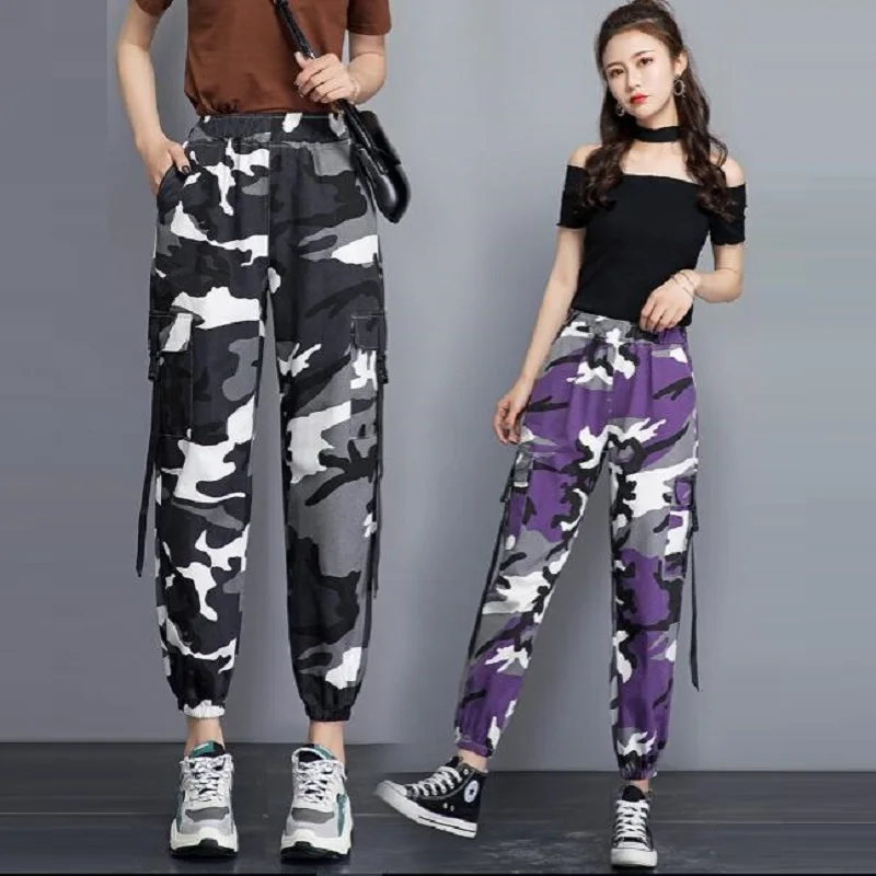 

Camouflage Pants Women 2020 Cargo Femme Harem Pants Streetwear Sweatpants Women'S Cargo Trousers Cargo Pants With Straps AA5619