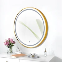 simple wall mounted round bath mirror bedroom living room hallway decor creative led anti fog washroom mirror makeup mirror la48