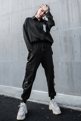 

French overalls thin, stylish, high-waisted, handsome, plus-size pants