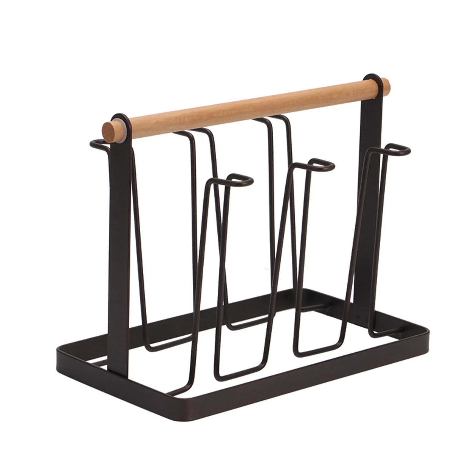 

Restaurant Living Room Cup Drying Rack Wood Handle Modern Kitchen Storage Stand Organizer Countertop Home Bottle Mugs Glasses