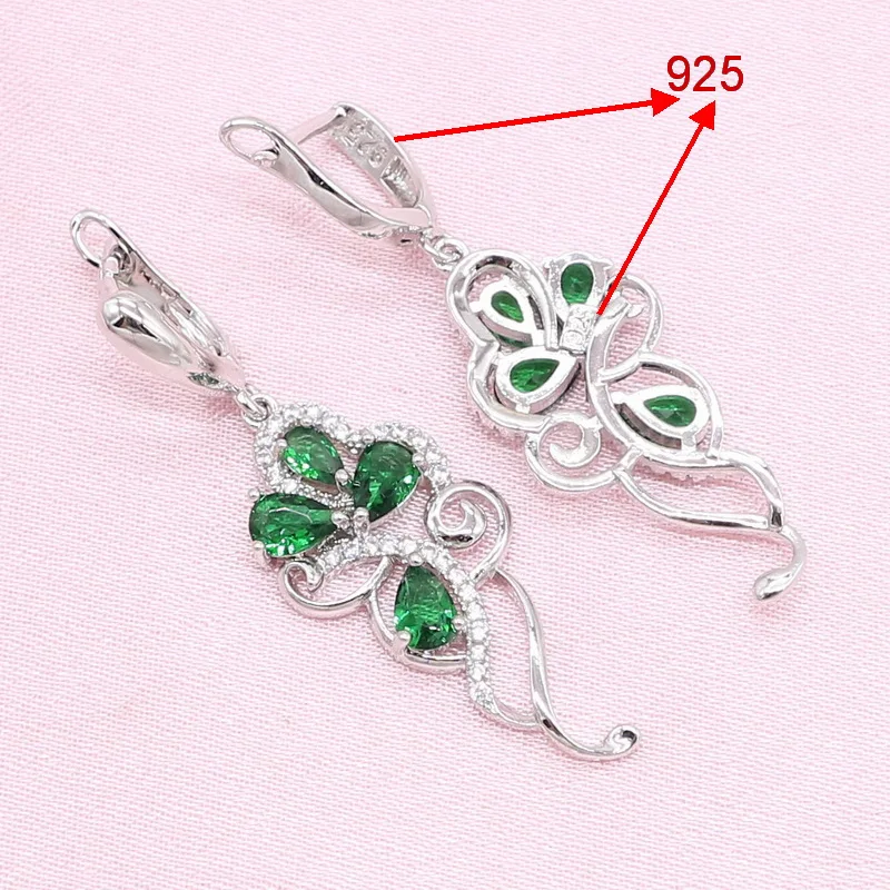 Серебряные Ювелирные наборы для женщин свадебный подарок Благородный зеленый