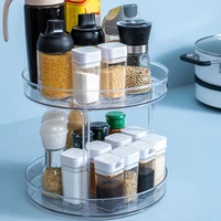 transparent kitchen turntable spice organizer rotatable pantry food storage container for kitchen cabinets pvc