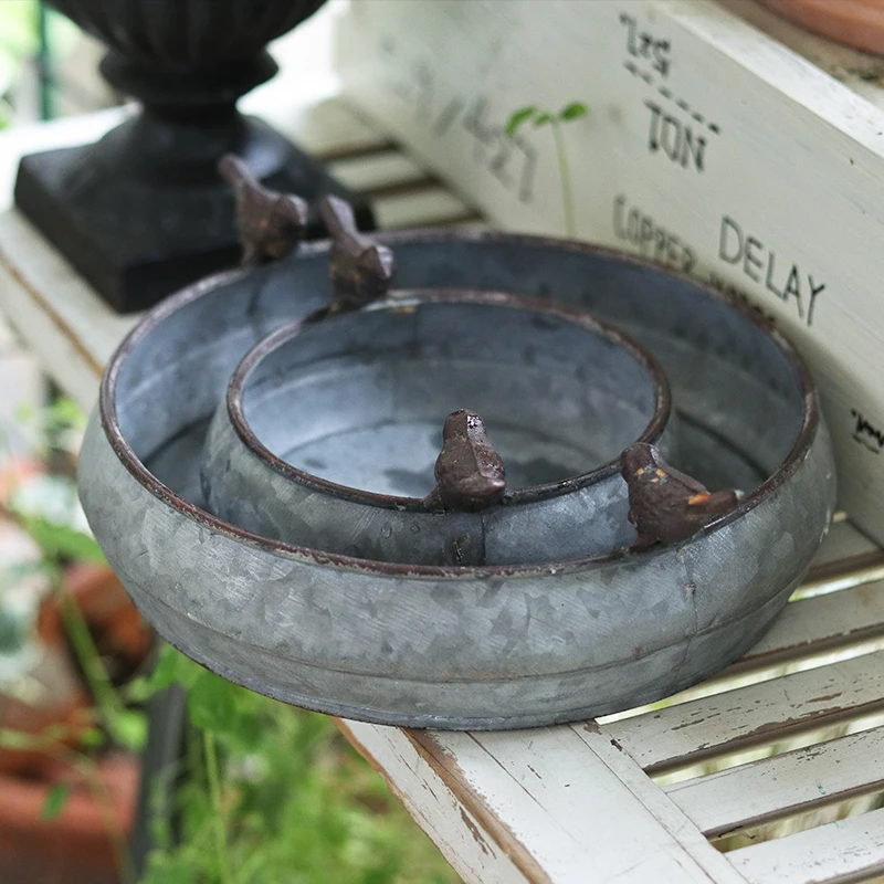 Bird flower pot retro barrel iron home vase garden plant succulent decoration planting display stand | Дом и сад