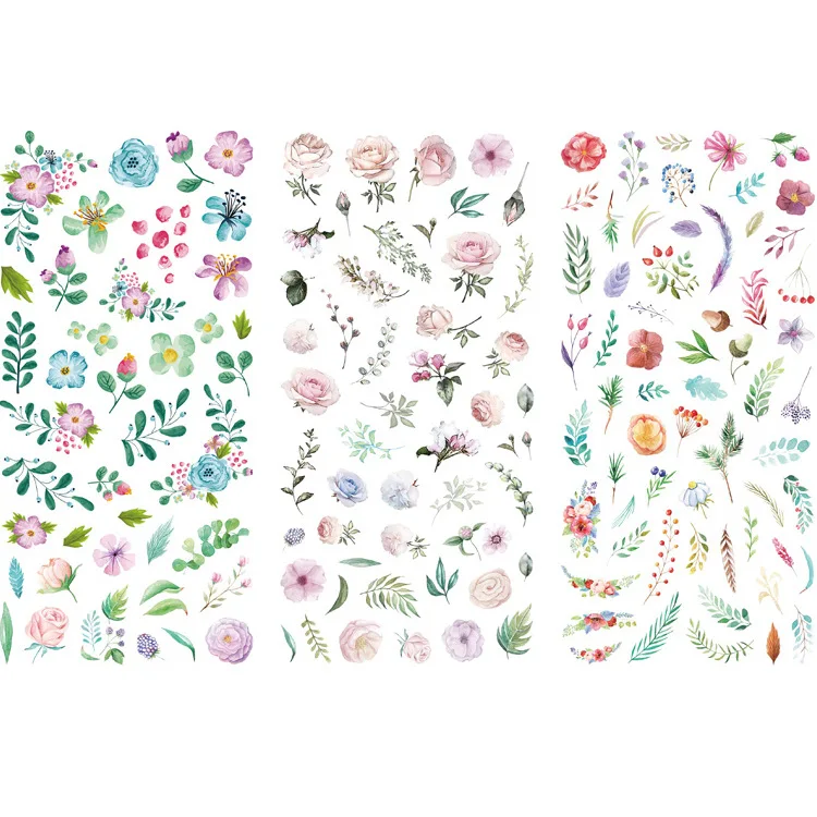 3 шт./компл. новый мультфильм цветы листья наклейки сделай сам Дневник Декор для