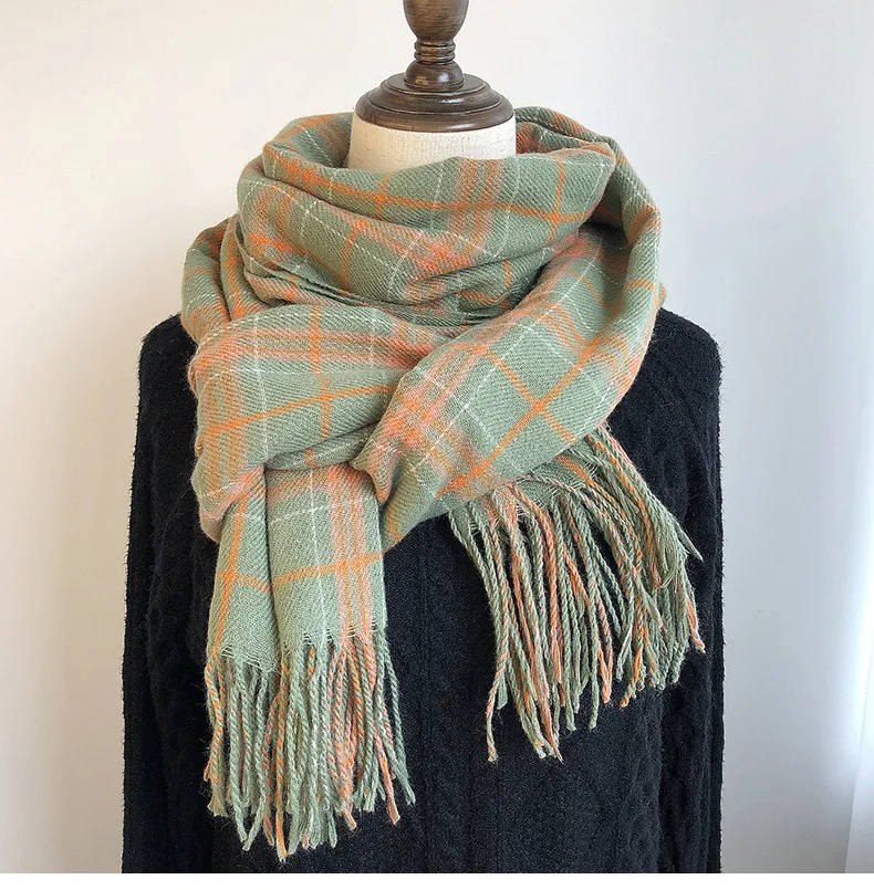 

Модный кашемировый зимний шарф, женские дизайнерские шали в клетку из пашмины, женские роскошные брендовые теплые толстые палантины Bufanda