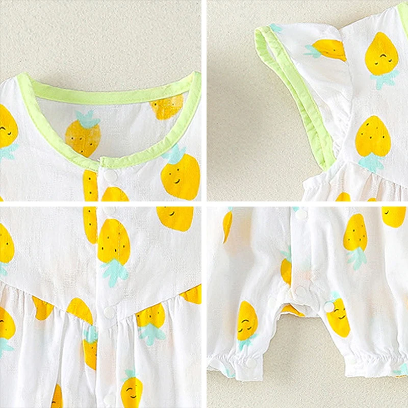

Baby Princess Rompers 2021 New Infant Baby Fruit Print Jumpsuits Flying Sleeve Summer Toddler Girls Baptism Clothes 0-2Y
