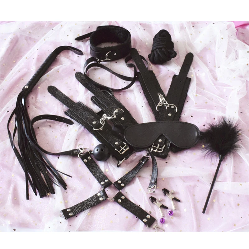 Набор для сексуального бондажа 10 шт. наручники плетка веревка секс игрушки пар