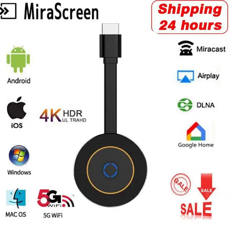 

5G 4K HD Wireless HDMI-compatible Wifi Display Receiver HDTV Dongle Mirror Screen TV Stick Miracast Airplay DLNA Media Stream