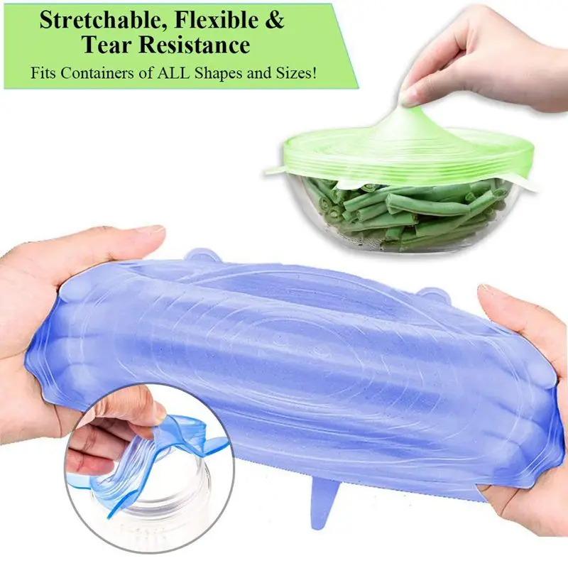 Silicone Stretch Lids 12-Pack Various Free Flexible Container Food Covers For All Shape Of Containers Microwave & Dishwash | Дом и сад