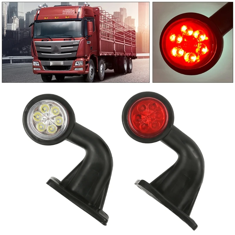 

12 LED Side Marker Lights Elbow Outline Rear Lamp Waterproof Red White for Trailer Lorry R2LC