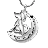 catdog pet loss gift memorial necklace urn for ashes you left paw prints on my heart stainless steel cremation pendant jewelry