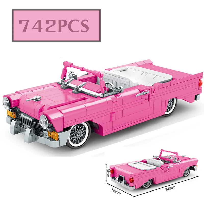Bloques de construcci&oacute;n TECHNIC Car para ni&ntilde;os, juguete de ladrillos para armar coche rojo cl&aacute;sico, ideal para regalo, c&oacute;digo 1969-1