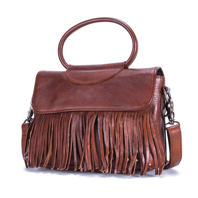 

Hiboom 2019 The Newest Fashion Solid leather Women bagTrending Cross Body Bag Tassel Suede Fringe Messenger Shoulder Handbag