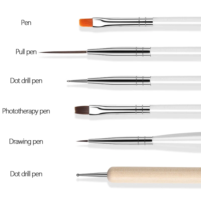 20 шт. Профессиональный Маникюр УФ гель Кисть ручка прозрачный акриловый дизайн