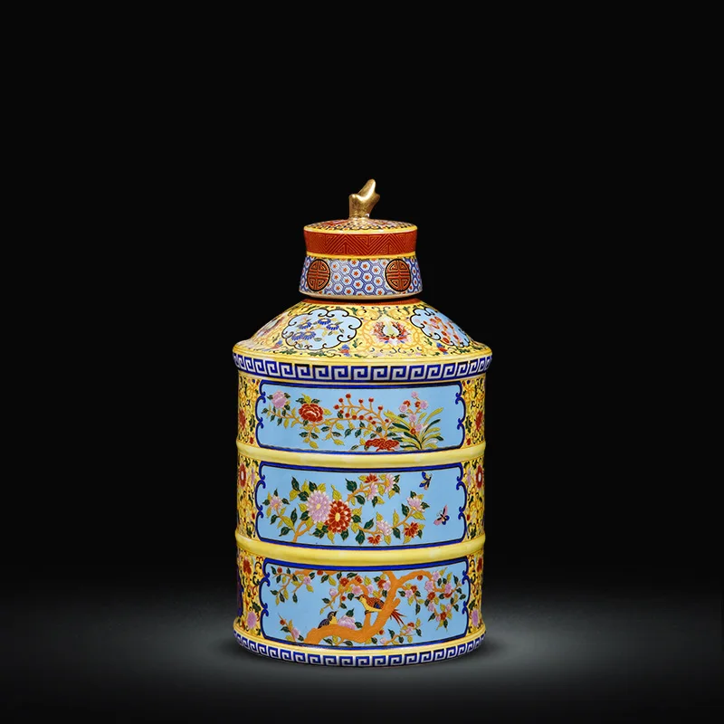 

Керамический подсвечник Цзиндэчжэнь Yongzheng, эмалированная цветная банка для гостиной, домашнее украшение, античный винный шкаф, украшение р...