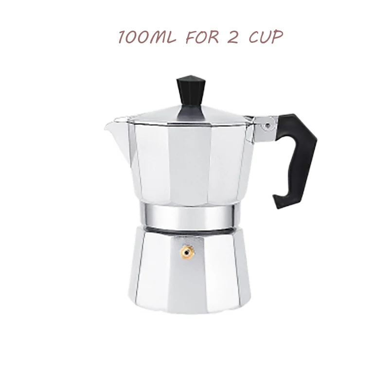 Кофеварка GUNOT, алюминиевый кофейник Mocha, кофейник для эспрессо, кофейник, кофейник для эспрессо, Кофеварка - Цвет: Sliver 100ml