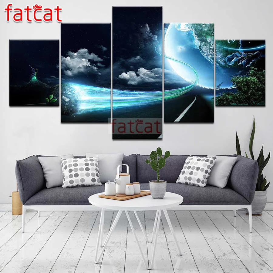 

FATCAT лунный пейзаж 5 шт. Diy Алмазная картина полностью квадратная Круглая Мозаика вышивка Продажа Рукоделие украшение AE2451