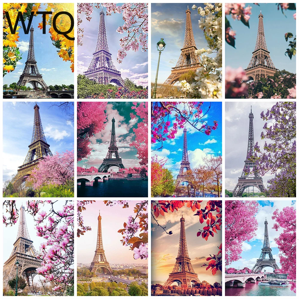 

Full Square/Round Diamond Painting Eiffel Paris Tower 5D DIY Mosaic Full Set Embroidery Landscape Rhinestone Picture Home Decor
