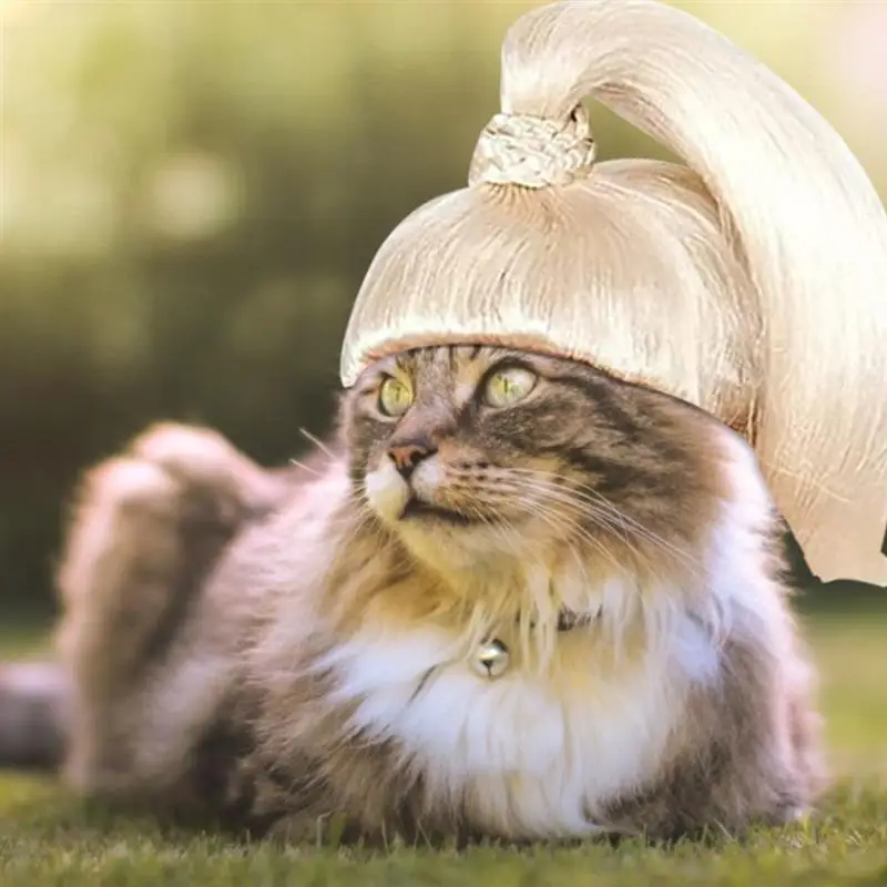 

Pet Wig Cat Wig Dog Blonde Ponytail Wig Pet Headwear Costumes for Cosplay Parties Dog Accessories