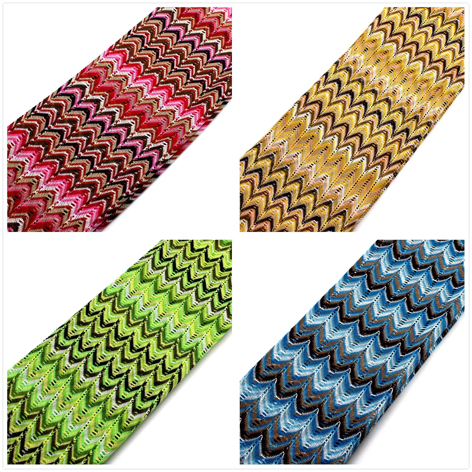 Кружевная ткань зигзаг вязаная крючком полосатая 1 метр кленовый лист сплав