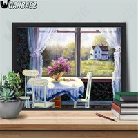 diamond painting the scenery outside the window diy wall art snow mountain cottage with diamond embroidery bedroom decoration