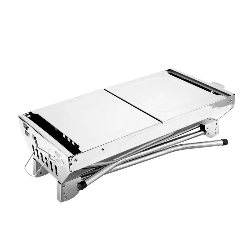 

Stainless steel BBQ home outdoor barbecue folding thickened portable charcoal 5 or more barbecue tools full set