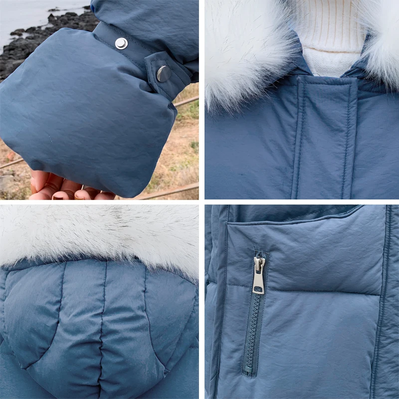 

Winter 2020 jacket women high quality down coat female new long slim solid color female Jackets zip fur collar women down Jacket