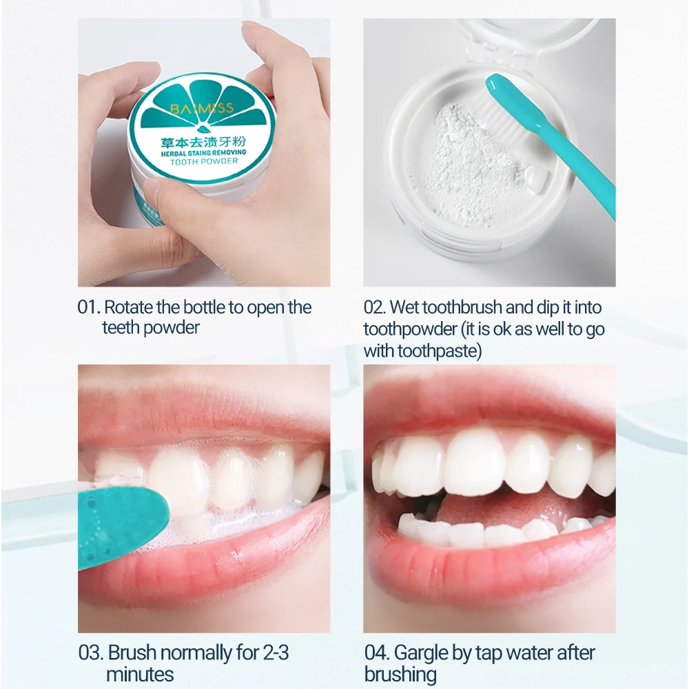 

Teeth Whitening Powder 50g Herbal Safe White Tooth Perfect Smile Oral Hygiene Dental Brighten Tool Tartar Stains Remover